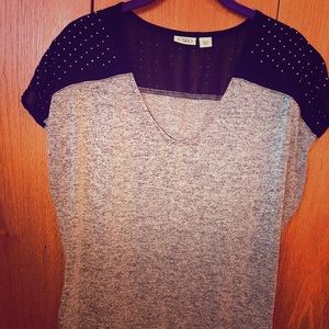 Cato large top gray and black sequined top.
